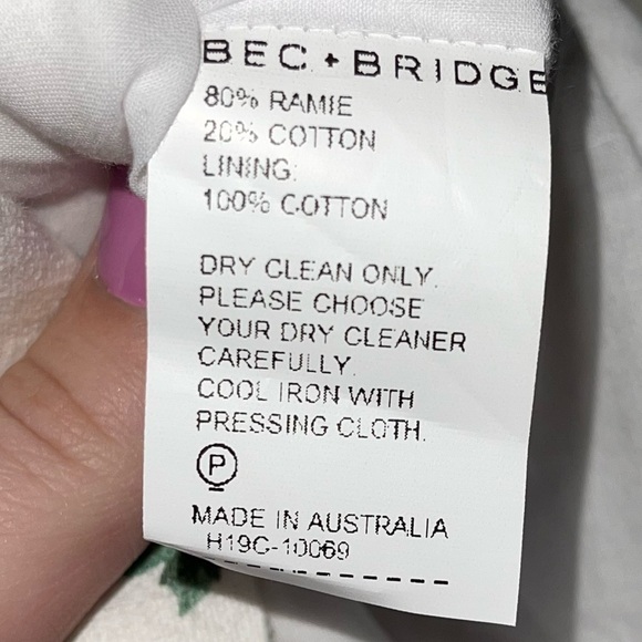 NWT BEC + BRIDGE White Floral Puff Sleeve Peachy Mini Dress Size 2 - Picture 11 of 11